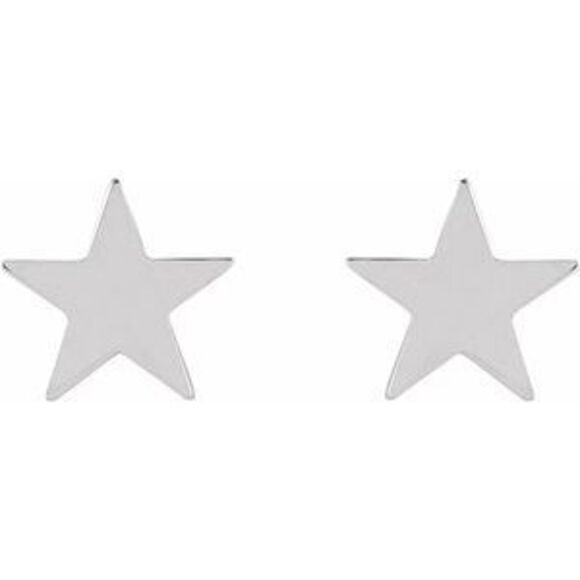 Kazi Luxury 14K White Gold mm Star Friction Post Back Earrings